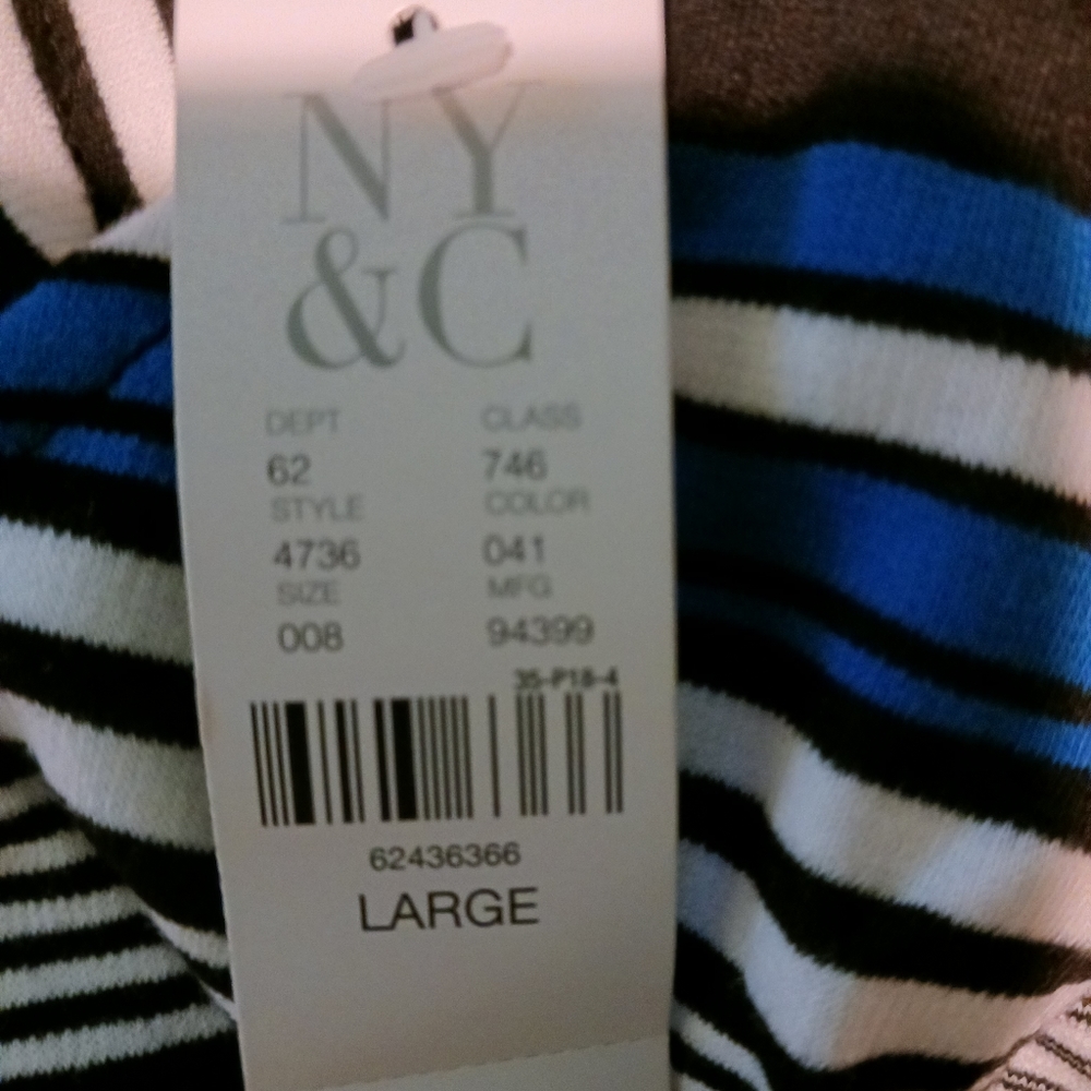 A blue black and white striped one piece jumpsuit